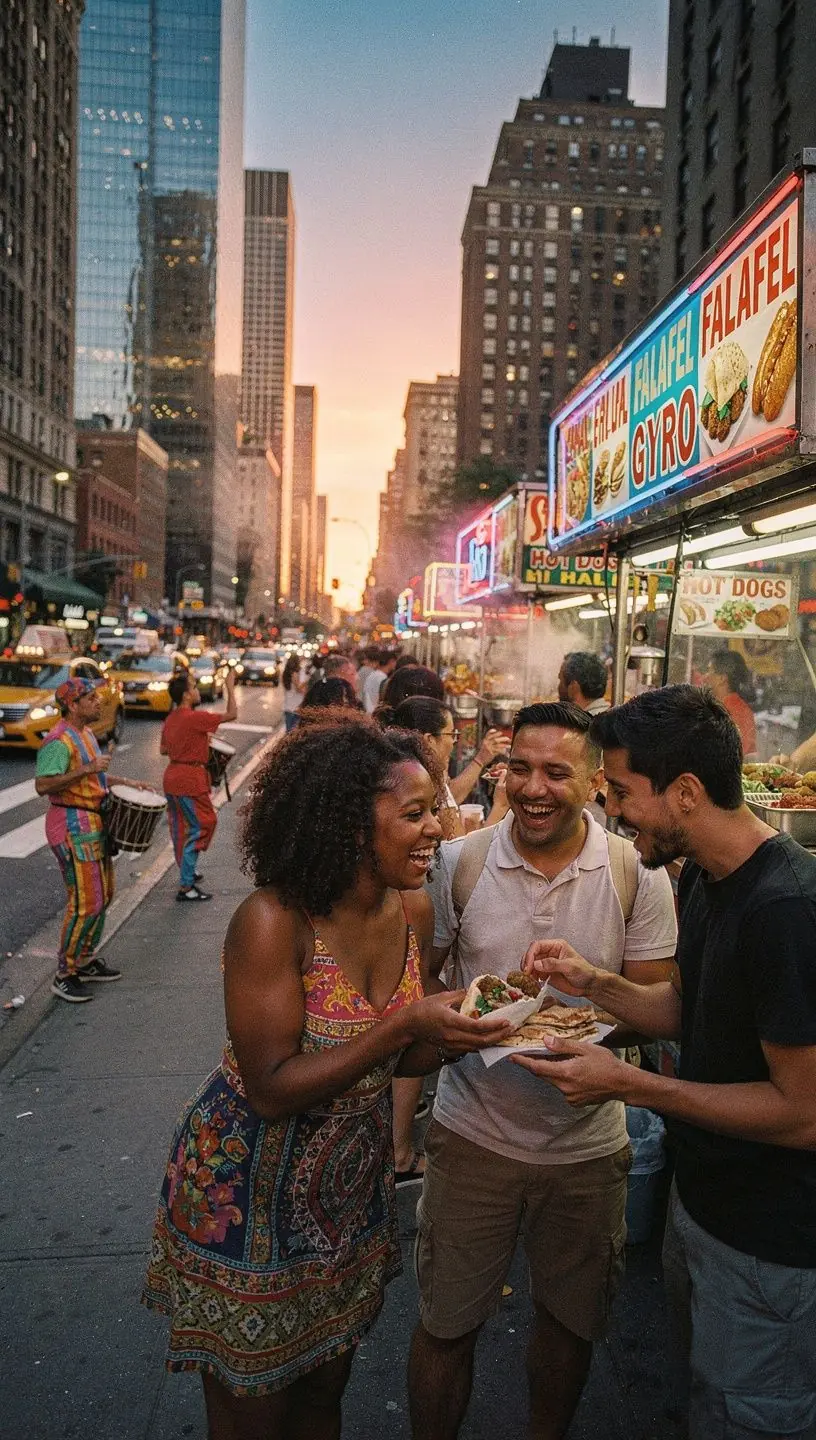 Kolorowe stragany z lokalnymi produktami na amerykańskim rynku.